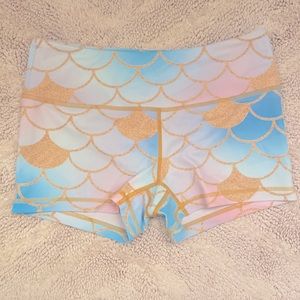 Mermaid Print Feed Me Fight Me Compression Shorts